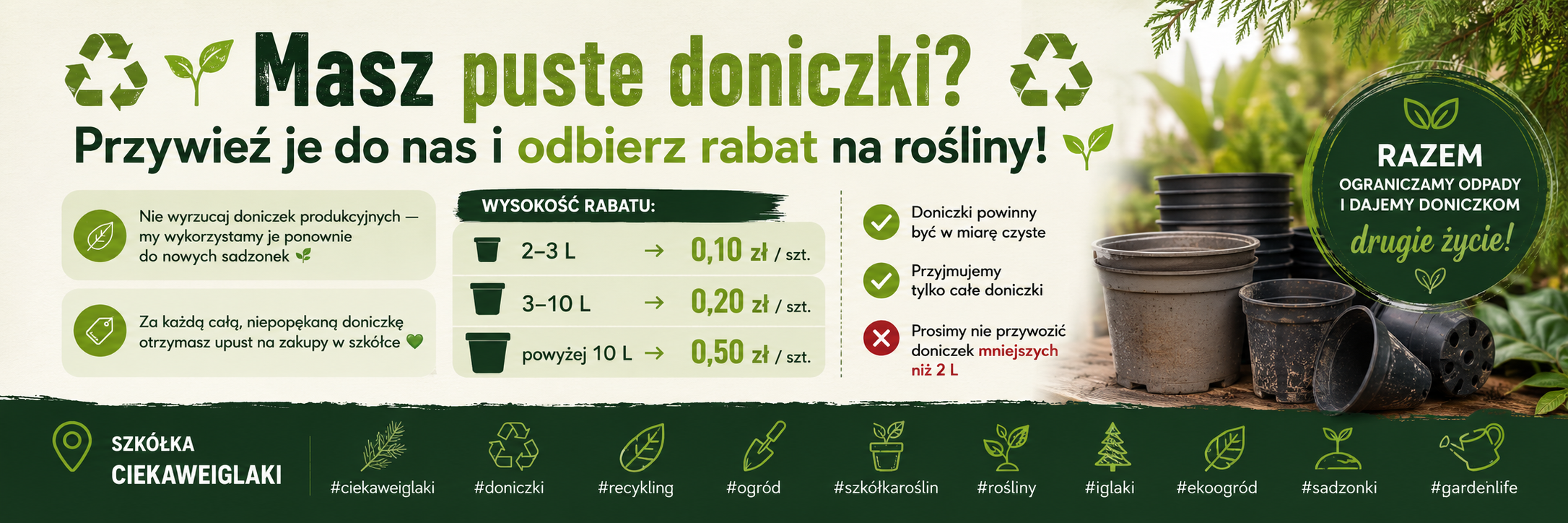 Rabat za zużyte doniczki